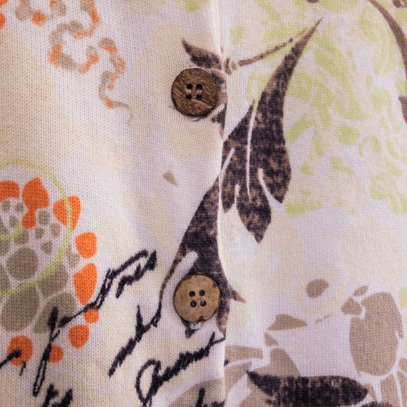 Christopher & Banks Short Sleeve cardigan Womens Size M Floral Print Brown Green - Picture 3 of 9